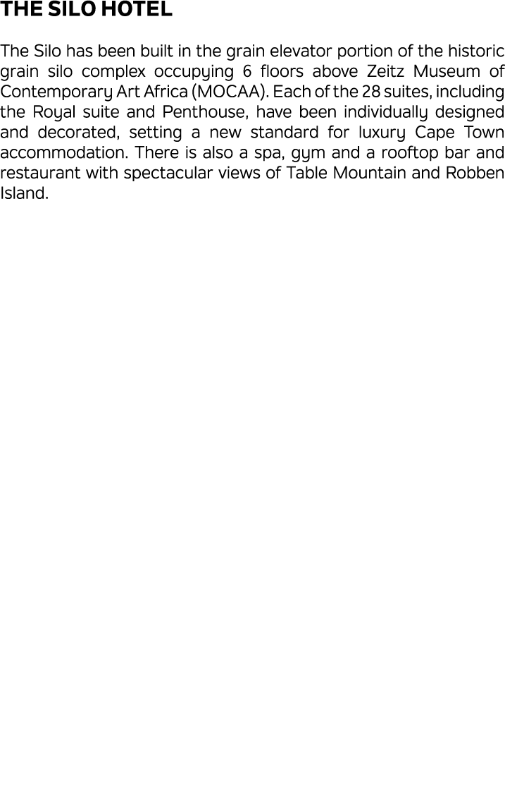 The Silo Hotel The Silo has been built in the grain elevator portion of the historic grain silo complex occupying 6 f...