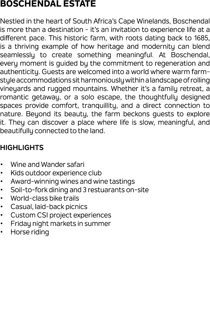 Boschendal Estate Nestled in the heart of South Africa’s Cape Winelands, Boschendal is more than a destination it’s a...