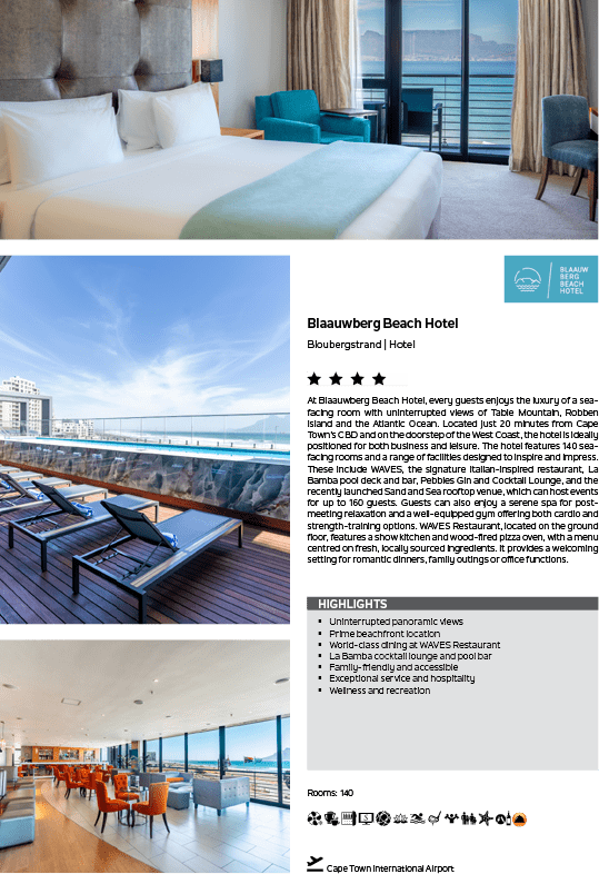 A hotel advertisement with a picture of a bedroom and a balcony. Description generated by AI