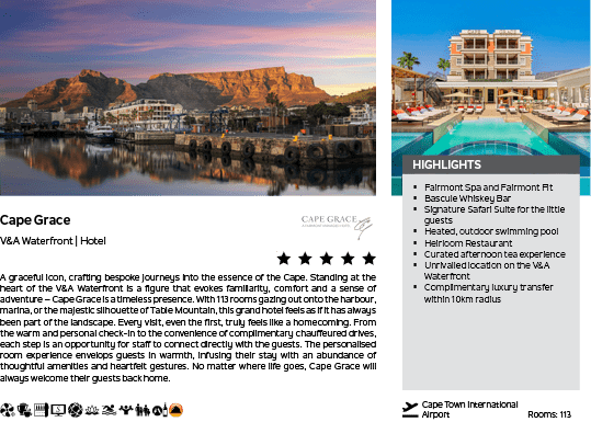 A brochure for Cape Grace Hotel. Description generated by AI