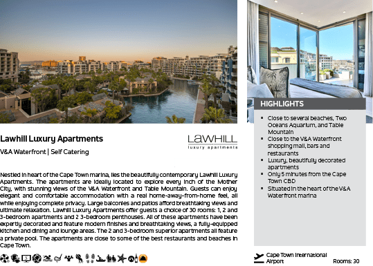 A brochure for Lawhill Luxury Apartments. Description generated by AI