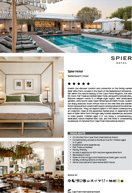 A hotel room with a bed and a pool in the background. Description generated by AI