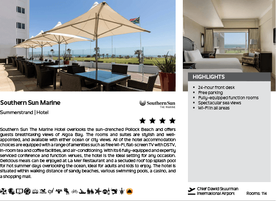 A hotel advertisement for the Southern Sun Marina. Description generated by AI