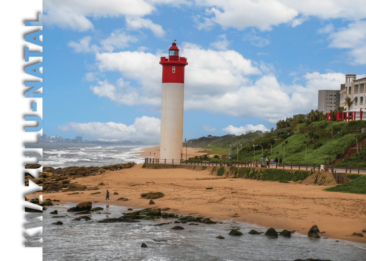 A lighthouse is on the beach. Description generated by AI