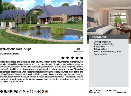 A hotel advertisement with a picture of a pond and a house. Description generated by AI