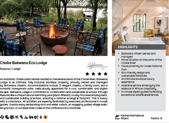 A brochure for the Chobe Balkwana Lodge. Description generated by AI