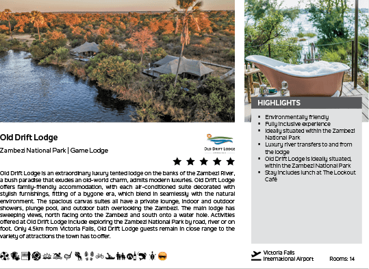 A brochure for Old Drift Lodge. Description generated by AI