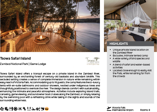 A brochure for Tiosafari Island Lodge. Description generated by AI
