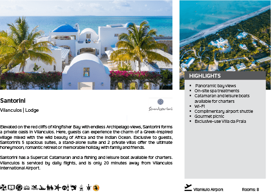 A brochure for a resort with a picture of a beach house and palm trees. Description generated by AI