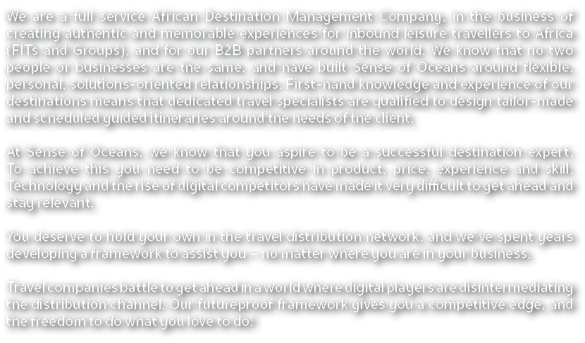 We are a full service African Destination Management Company, in the business of creating authentic and memorable exp...