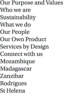 Our Purpose and Values Who we are Sustainability What we do Our People Our Own Product Services by Design Connect wit...