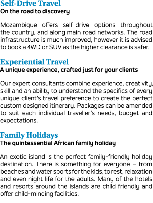 Self Drive Travel On the road to discovery Mozambique offers self drive options throughout the country, and along mai...