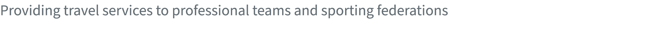 Providing travel services to professional teams and sporting federations